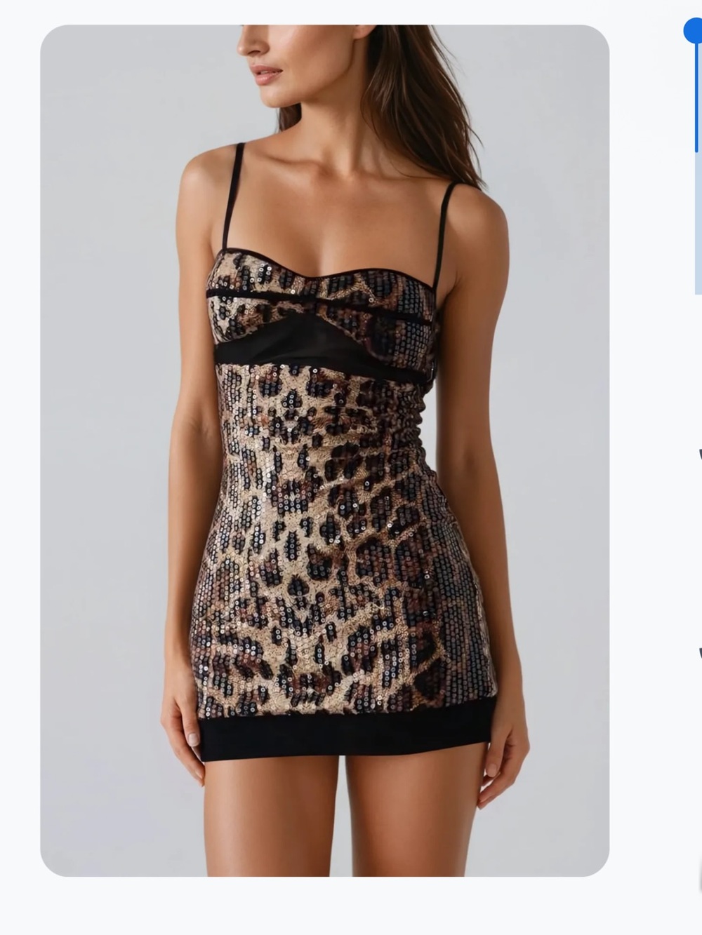 Innovare Denim Dikla Spaghetti Sequin Leopard Mini Dress